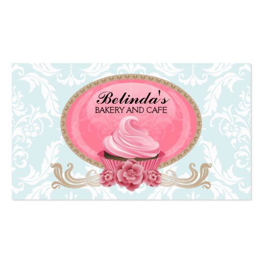 Elegant Cupcake Bakery Custom Business Cards (front side)