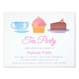 Elegant Cupcake Tea Party Baby Shower Invitations