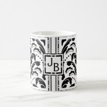 Elegant Custom Initials Floral Art Deco Damask mugs