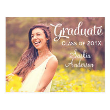 Elegant Custom Photo Graduation Postcards
