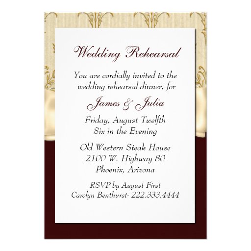 Elegant Custom Wedding Rehearsal Dinner Invitation