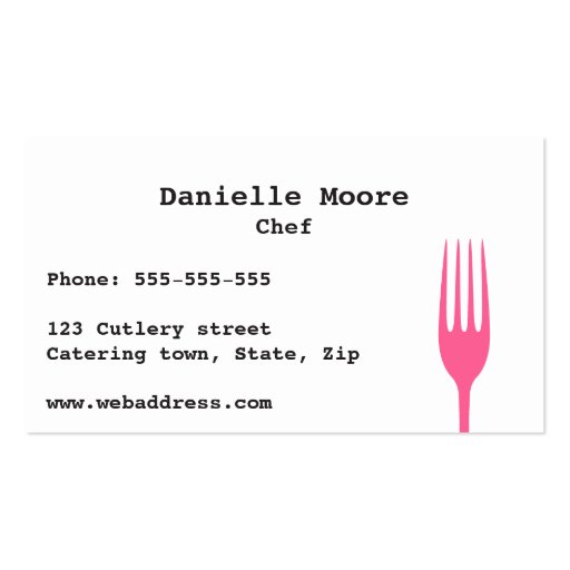 Elegant cutlery catering or chef business cards (back side)