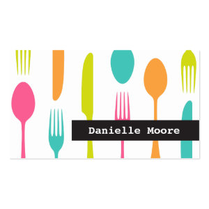 Elegant cutlery catering or chef business cards