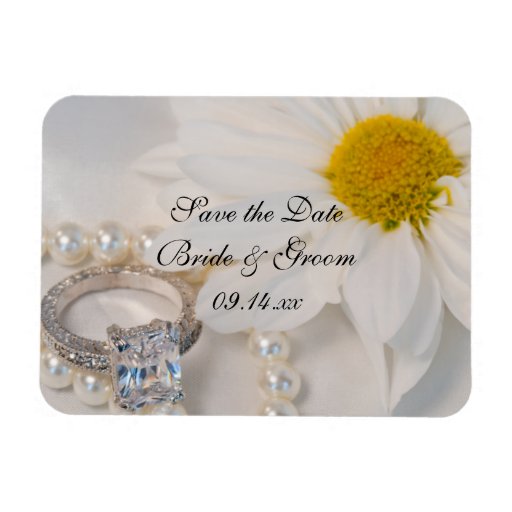 Elegant Daisy Wedding Save the Date Magnet