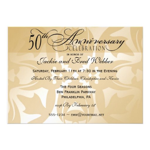 Elegant Damask 50th Anniversary Party Invitation