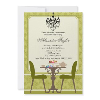 Elegant Damask and Chandelier Tea Party Invitation invitation