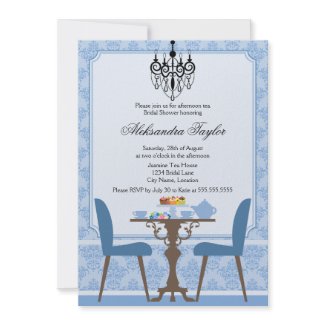 Elegant Damask and Chandelier Tea Party Invitation invitation