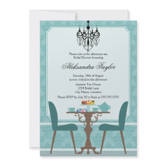Elegant Damask and Chandelier Tea Party Invitation invitation