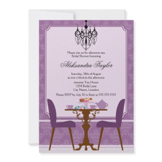 Elegant Damask and Chandelier Tea Party Invitation invitation