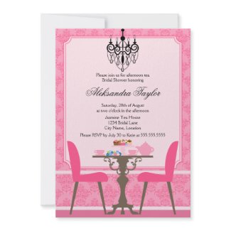Elegant Damask and Chandelier Tea Party Invitation invitation