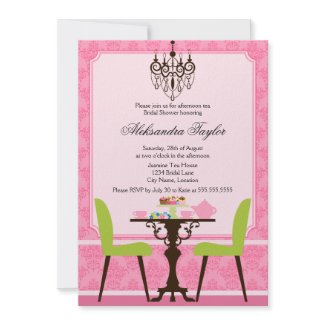 Elegant Damask and Chandelier Tea Party Invitation invitation