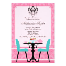 Elegant Damask and Chandelier Tea Party Invitation
