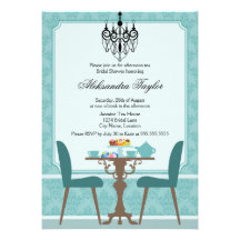 Elegant Damask and Chandelier Tea Party Invitation