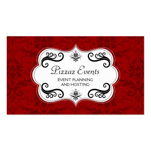 Elegant Damask and Swirls Business Cards (front side)