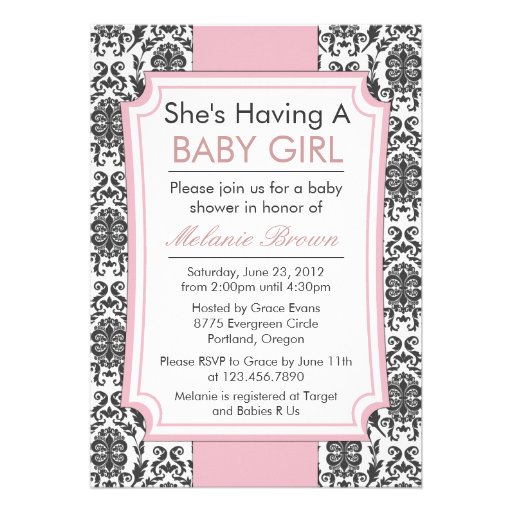 Elegant Damask Baby Shower Invite