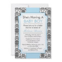 Elegant Damask Baby Shower Invite invitation