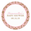 Elegant Damask Baby Shower Stickers sticker