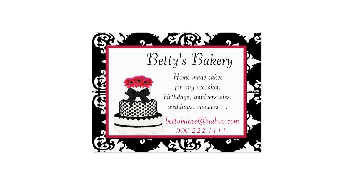 Elegant Damask Bakery Business Card Zazzle