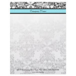 Elegant Damask Black and Blue Letterhead