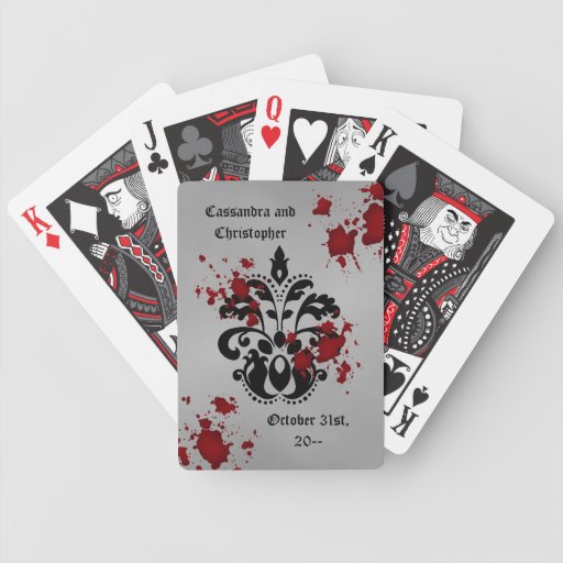 Elegant damask black and gray Halloween wedding Bicycle Card Deck