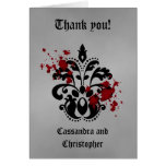 Elegant damask black and gray thank you cards