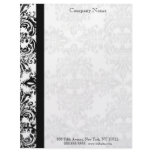 Elegant Damask Black and Transparent Letterhead