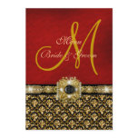 Elegant damask black red gold personalized invite
