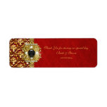 Elegant damask black red gold custom return address labels