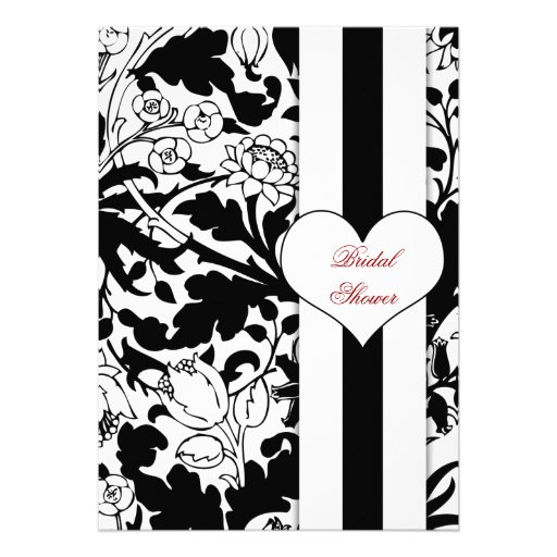 elegant damask black&white bridal shower invite