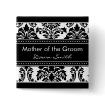 Elegant Damask Bridal Party - Mother of the Groom Buttons