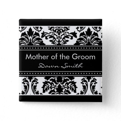 Elegant Damask Bridal Party - Mother of the Groom Buttons