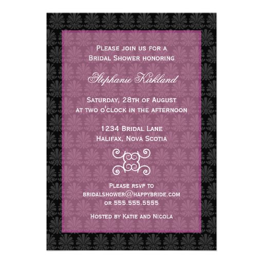 Elegant Damask Bridal Shower Invitation