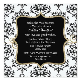 Elegant Damask Bridal Shower Invitation 5.25" Square Invitation Card