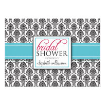 Elegant Damask Bridal Shower Invitation (aqua)