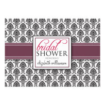 Elegant Damask Bridal Shower Invitation (plum)
