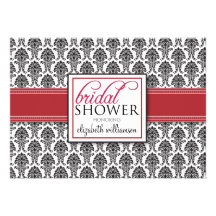Elegant Damask Bridal Shower Invitation (red)