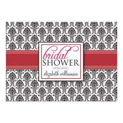 Elegant Damask Bridal Shower Invitation (red)