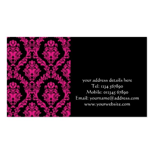 Elegant Damask Business Card (back side)