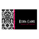 Elegant Damask Business Cards Pink Black