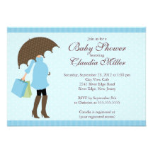 Elegant Damask Carriage Boy Baby Shower Announcement