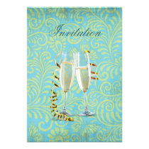 elegant damask champagne glass country wedding custom announcements