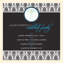 Elegant Damask Cocktail Party Invitation (blue) invitations