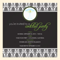 Elegant Damask Cocktail Party Invitation (lime) invitations
