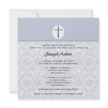 Elegant Damask Collection Blue Invitation