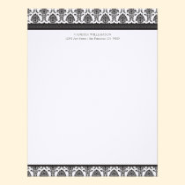 Elegant Damask Custom Flat Note Cards (black) invitations