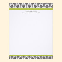 Elegant Damask Custom Flat Note Cards (lime) invitations