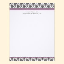 Elegant Damask Custom Flat Note Cards (purple) invitations
