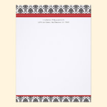 Elegant Damask Custom Flat Note Cards (red) invitations