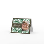 Elegant Damask Custom Thank You Card (green/brown)