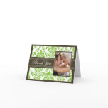 Elegant Damask Custom Thank You Card (lime/brown)